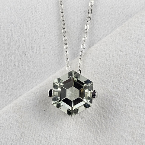 Hexagonal Cut Green Amethyst Pendant