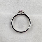 Round Cut Pink Sapphire and Diamond Halo Ring