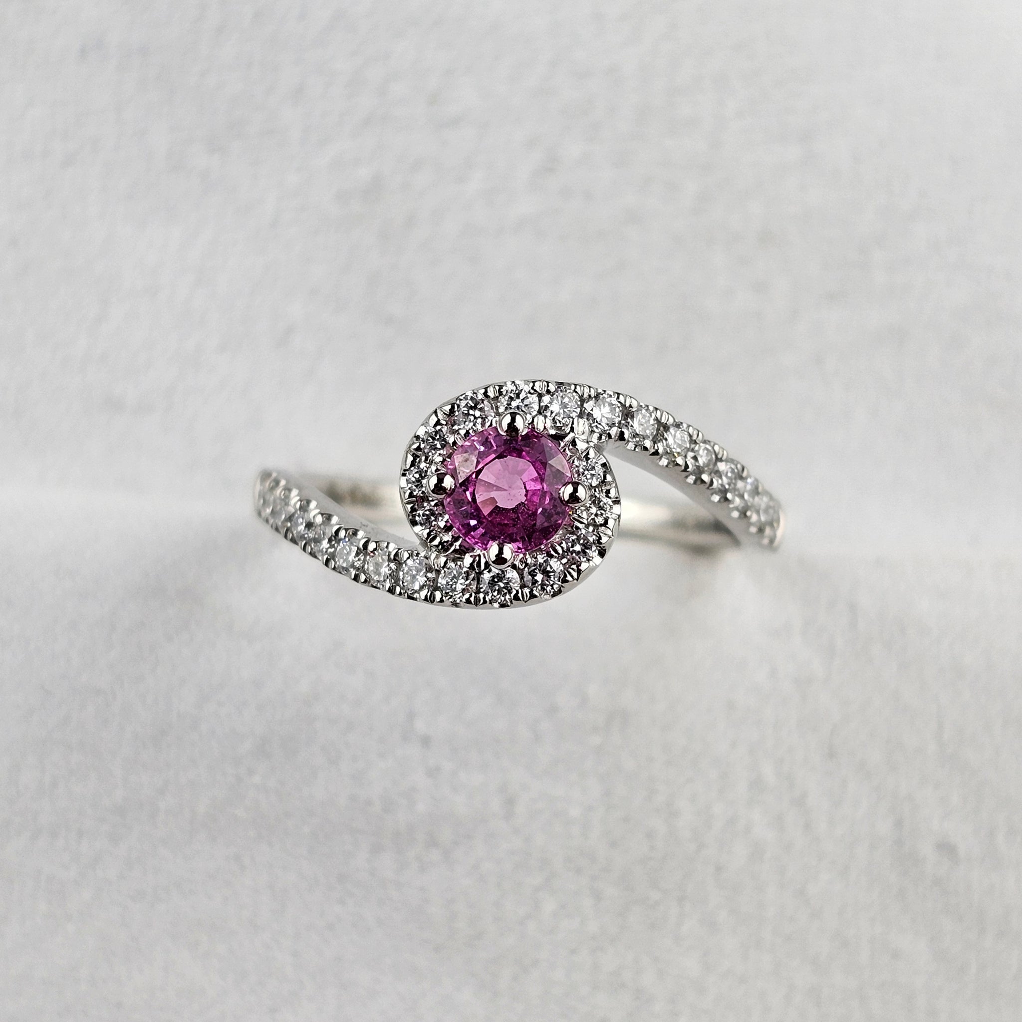 Pink Sapphire Diamond Set Twist Ring