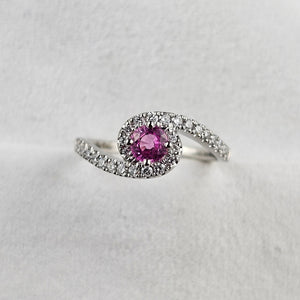 Pink Sapphire Diamond Set Twist Ring