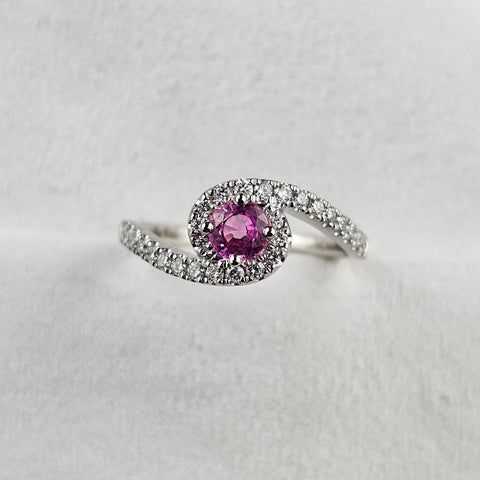 Pink Sapphire Diamond Set Twist Ring