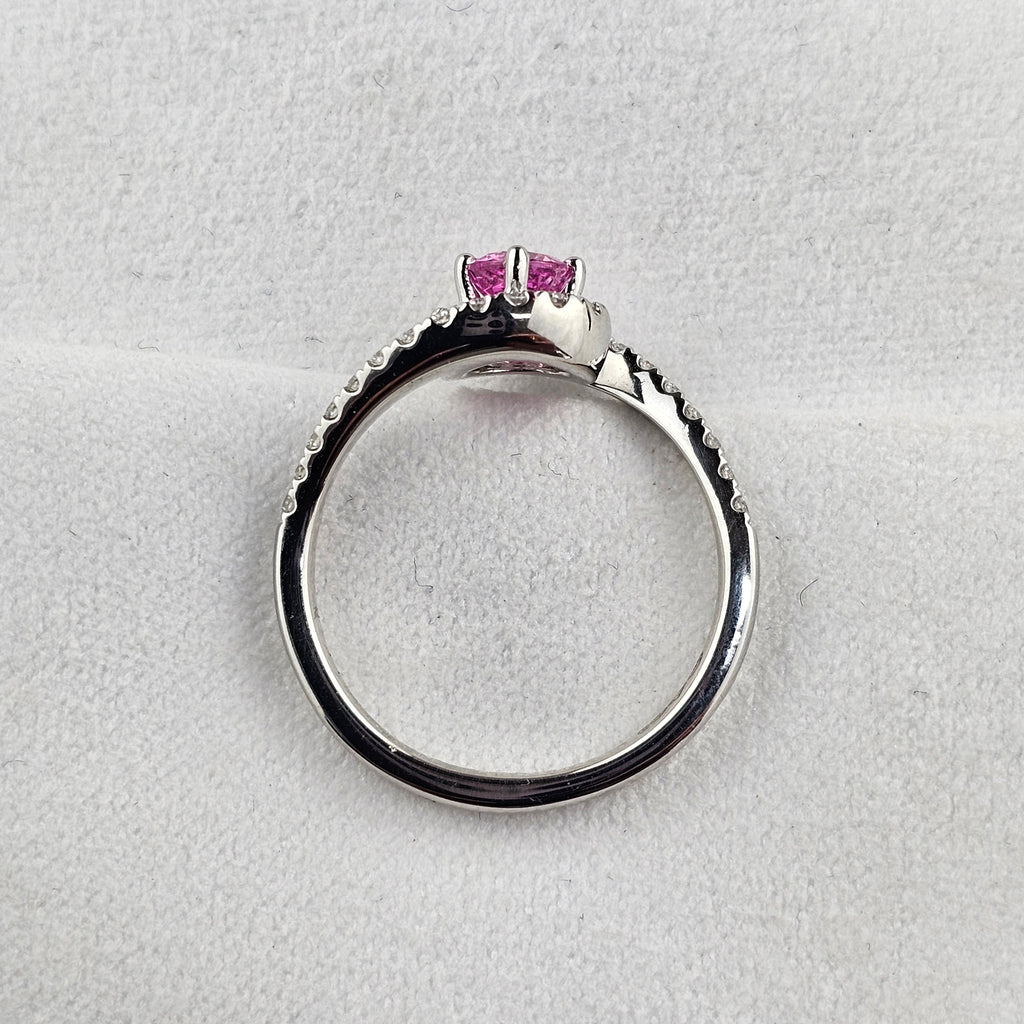 Pink Sapphire Diamond Set Twist Ring