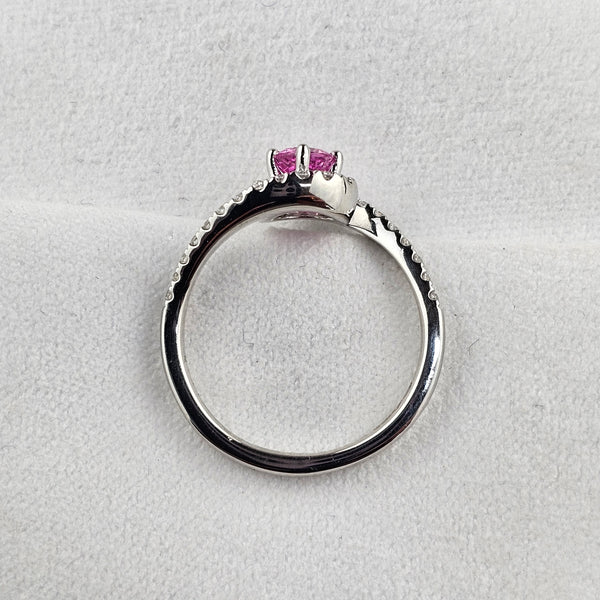 Pink Sapphire Diamond Set Twist Ring