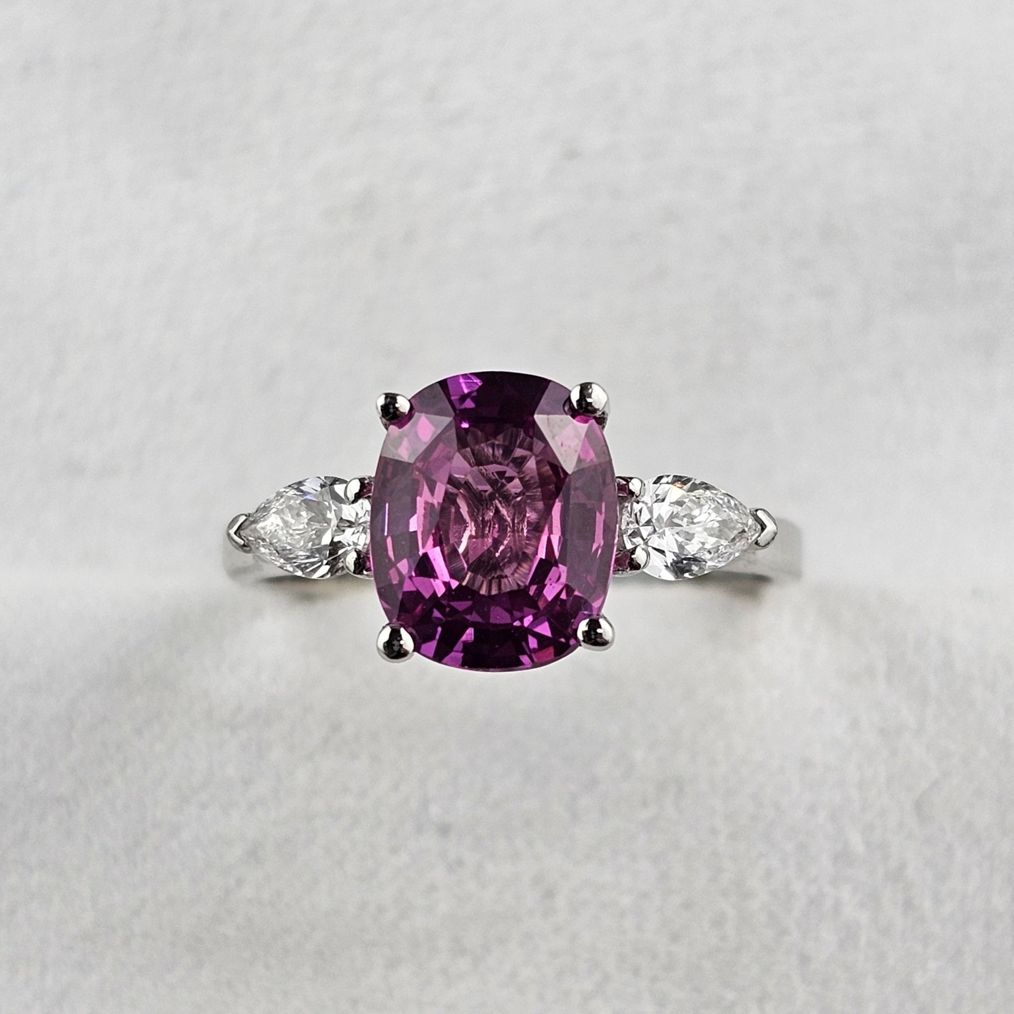 Pink Sapphire and Diamond Trilogy Ring