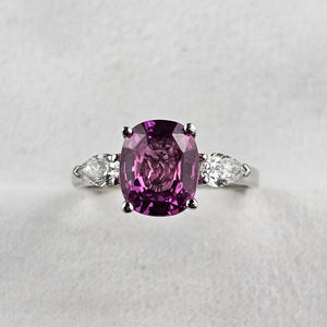Pink Sapphire and Diamond Trilogy Ring