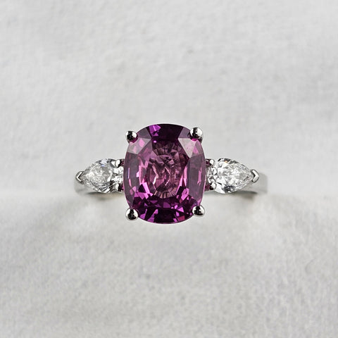 Pink Sapphire and Diamond Trilogy Ring