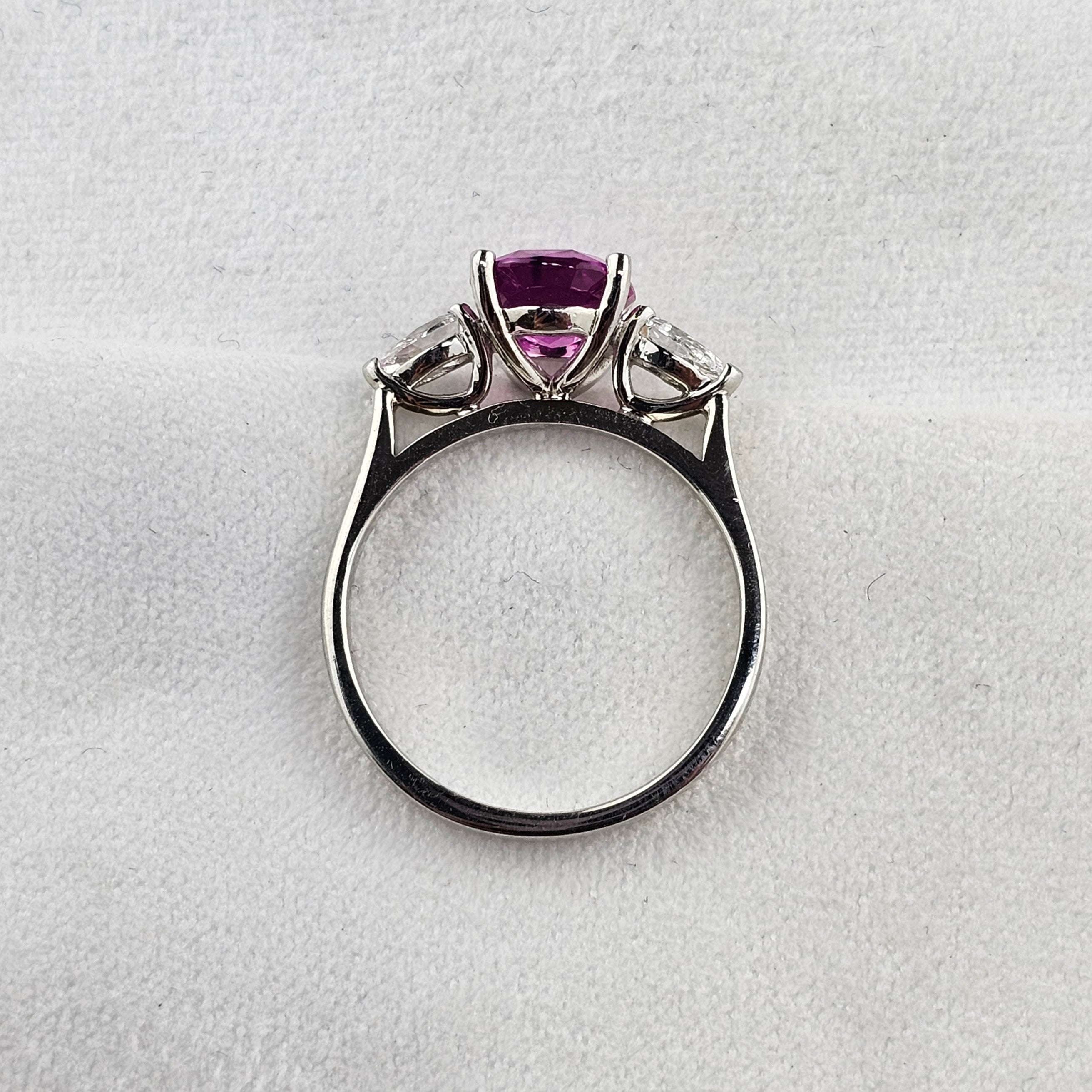 Pink Sapphire and Diamond Trilogy Ring