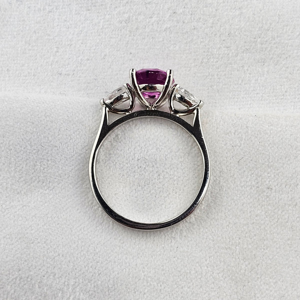 Pink Sapphire and Diamond Trilogy Ring