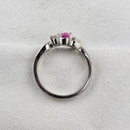 Pink Sapphire and Diamond Cluster Wave Ring