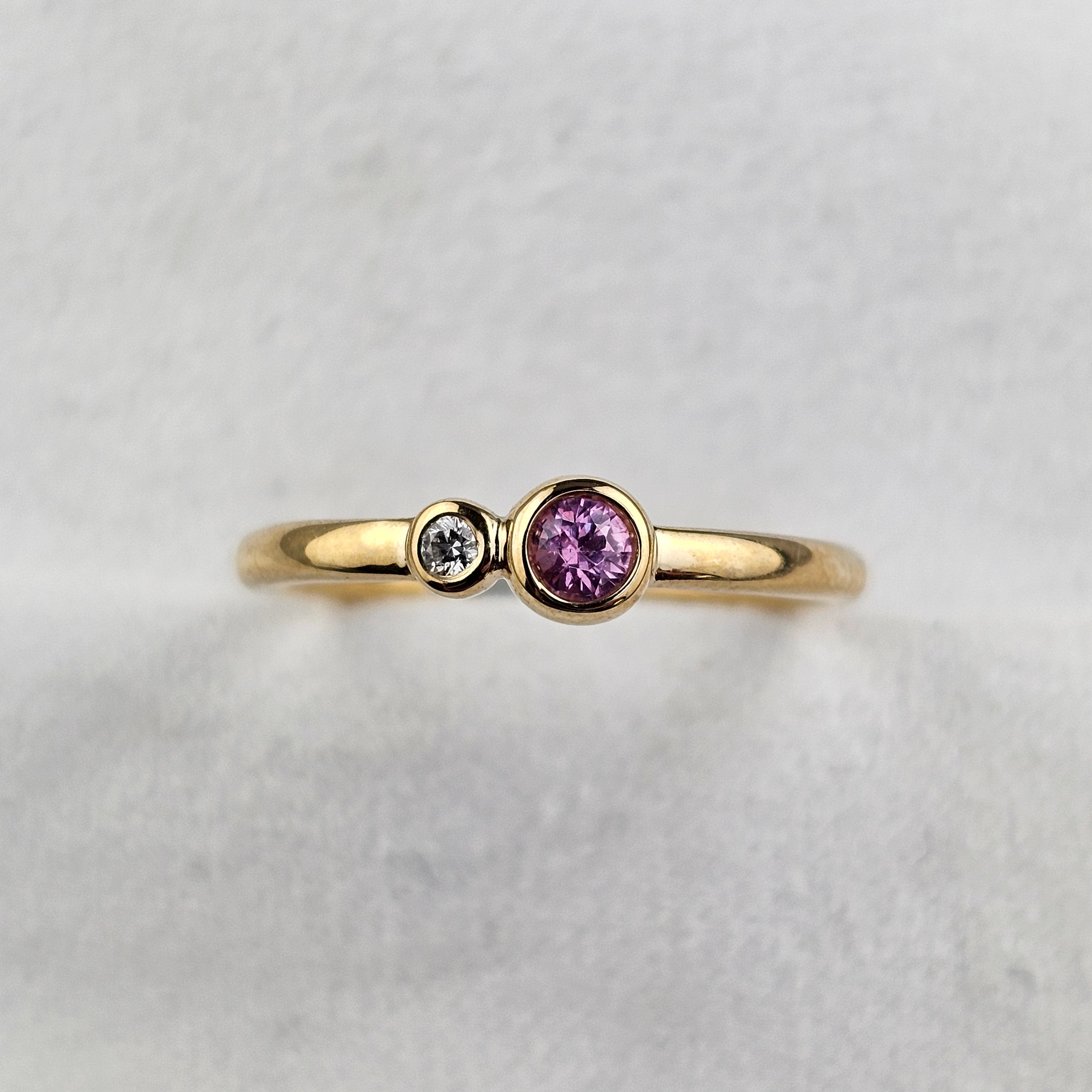 Round Cut Pink Sapphire and Diamond Ring
