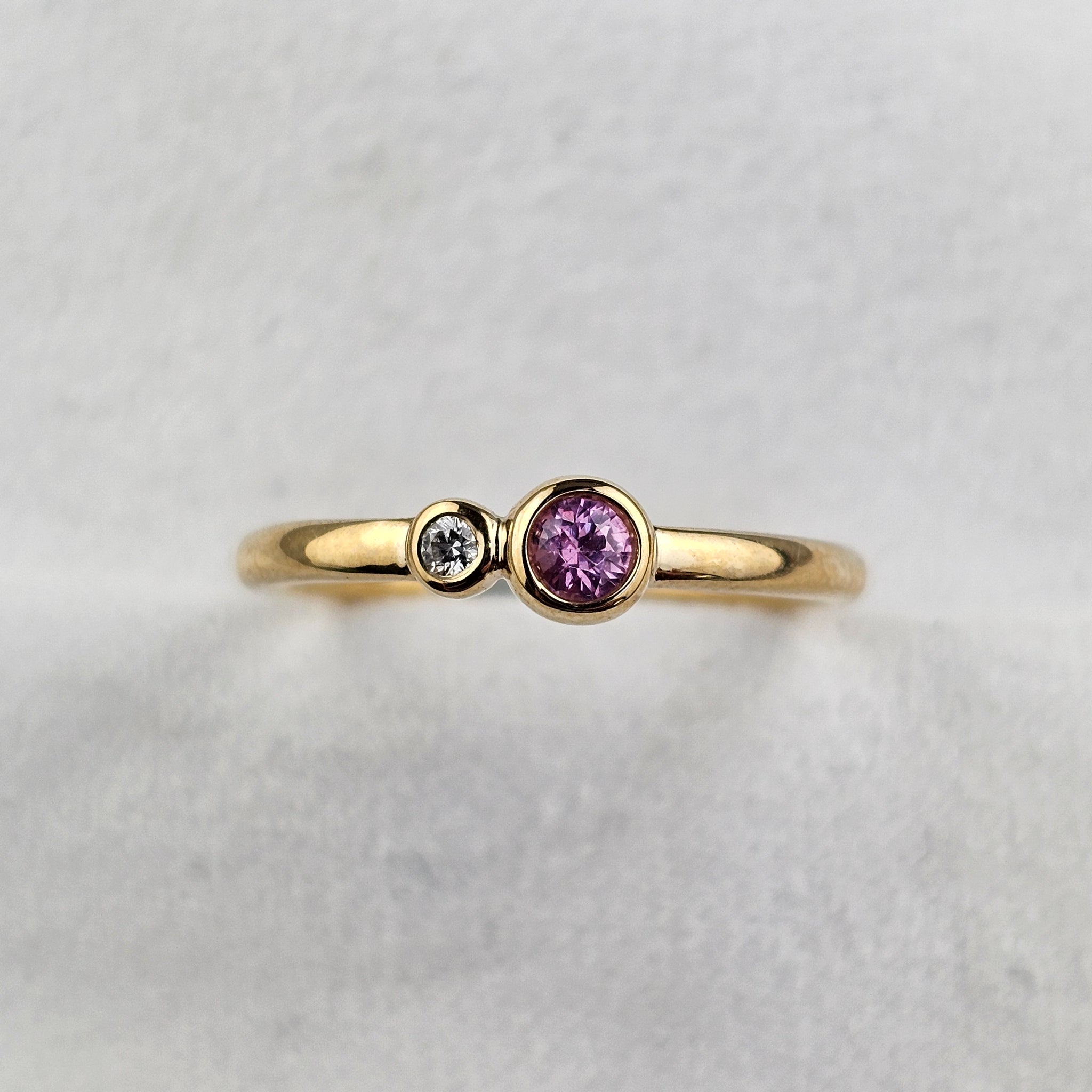 Round Cut Pink Sapphire and Diamond Ring