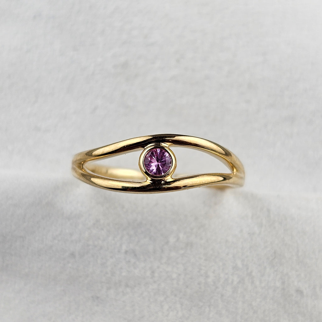 Rub Over Set Pink Sapphire Ring