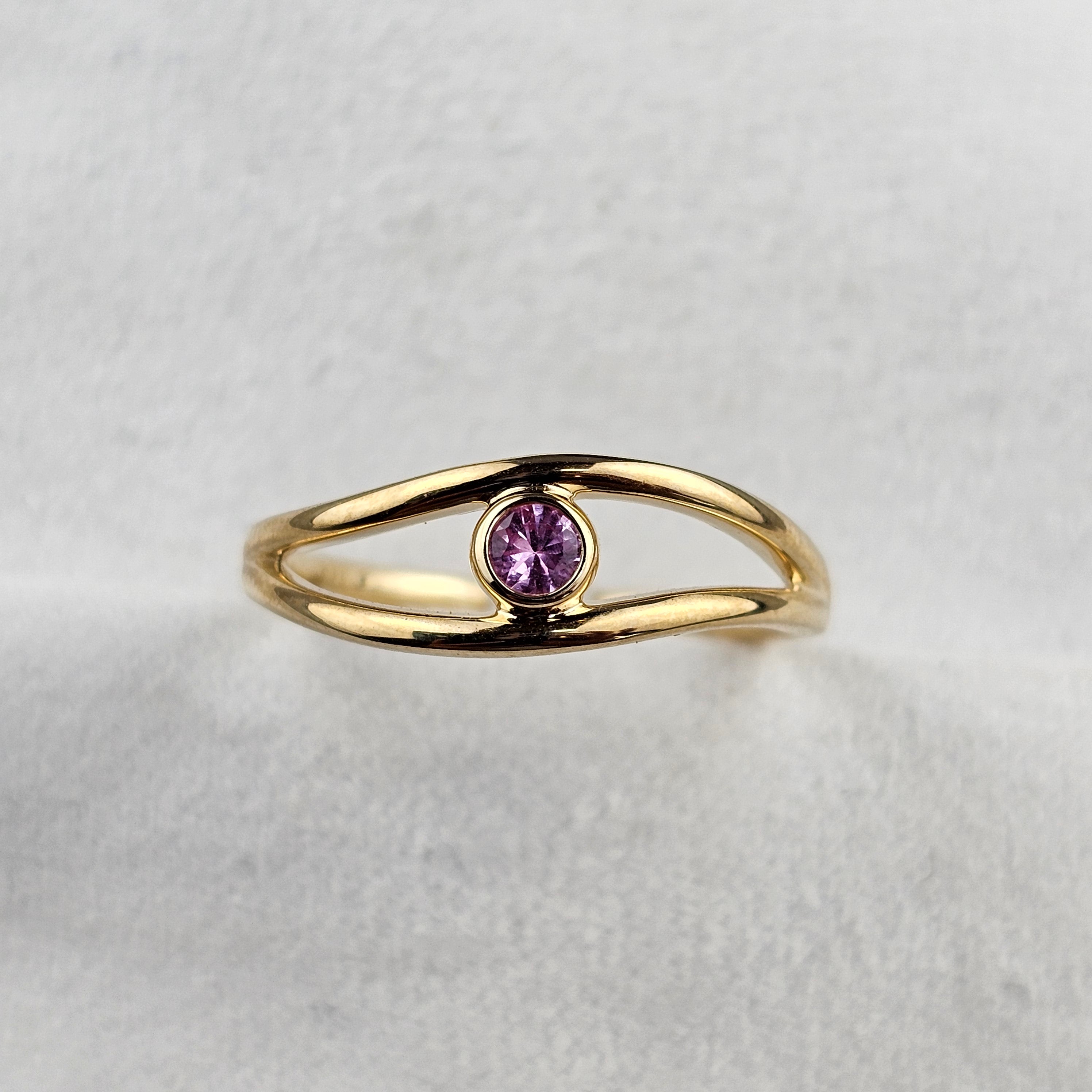 Rub Over Set Pink Sapphire Ring