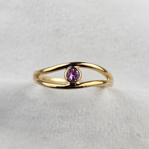 Rub Over Set Pink Sapphire Ring