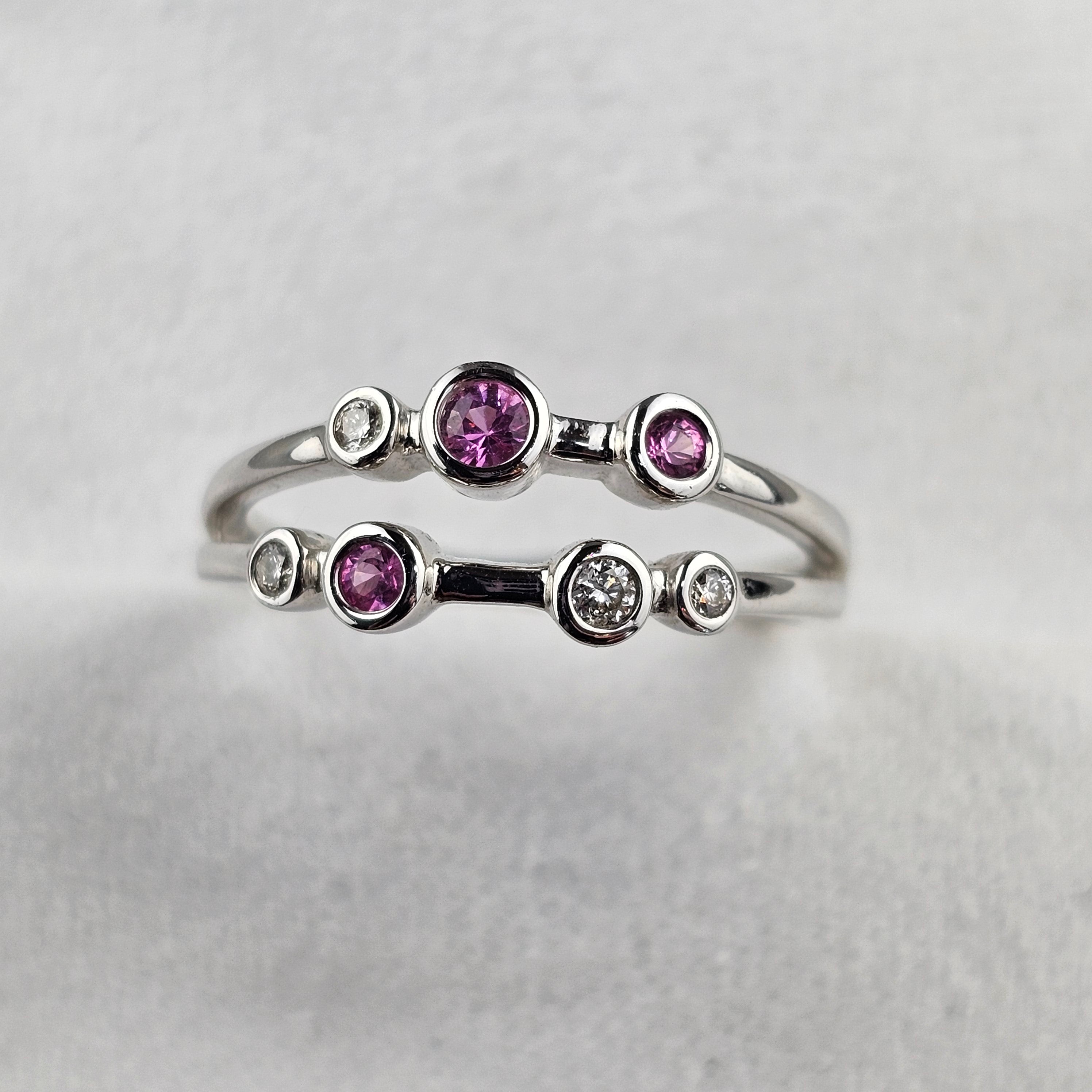 Pink Sapphire and Diamond Bubble Ring