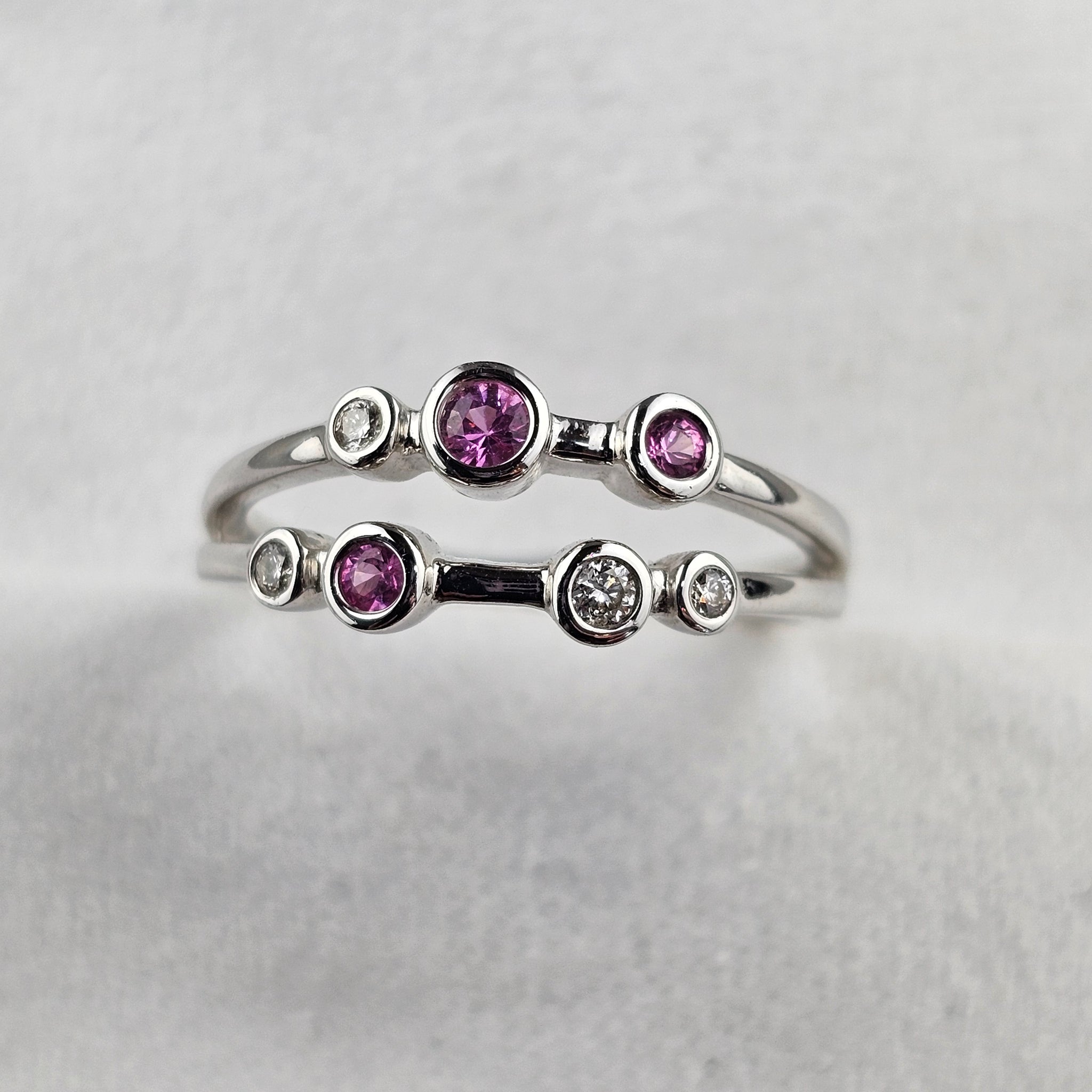 Pink Sapphire and Diamond Bubble Ring