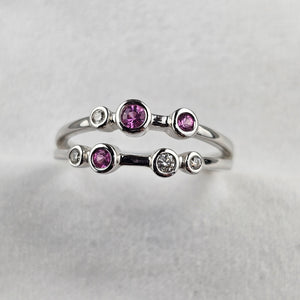 Pink Sapphire and Diamond Bubble Ring