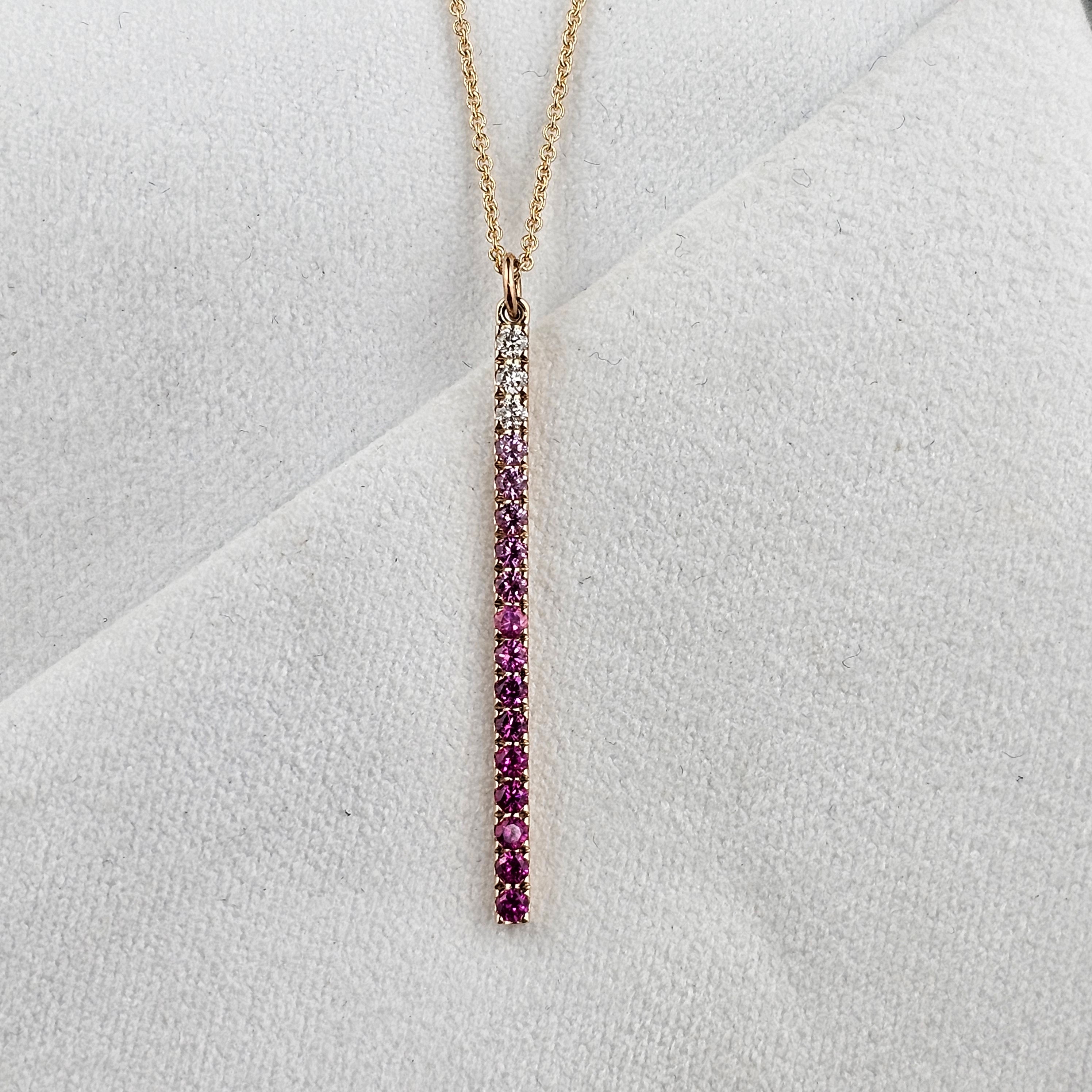 Pink Sapphire and Diamond Gradient Bar Pendant