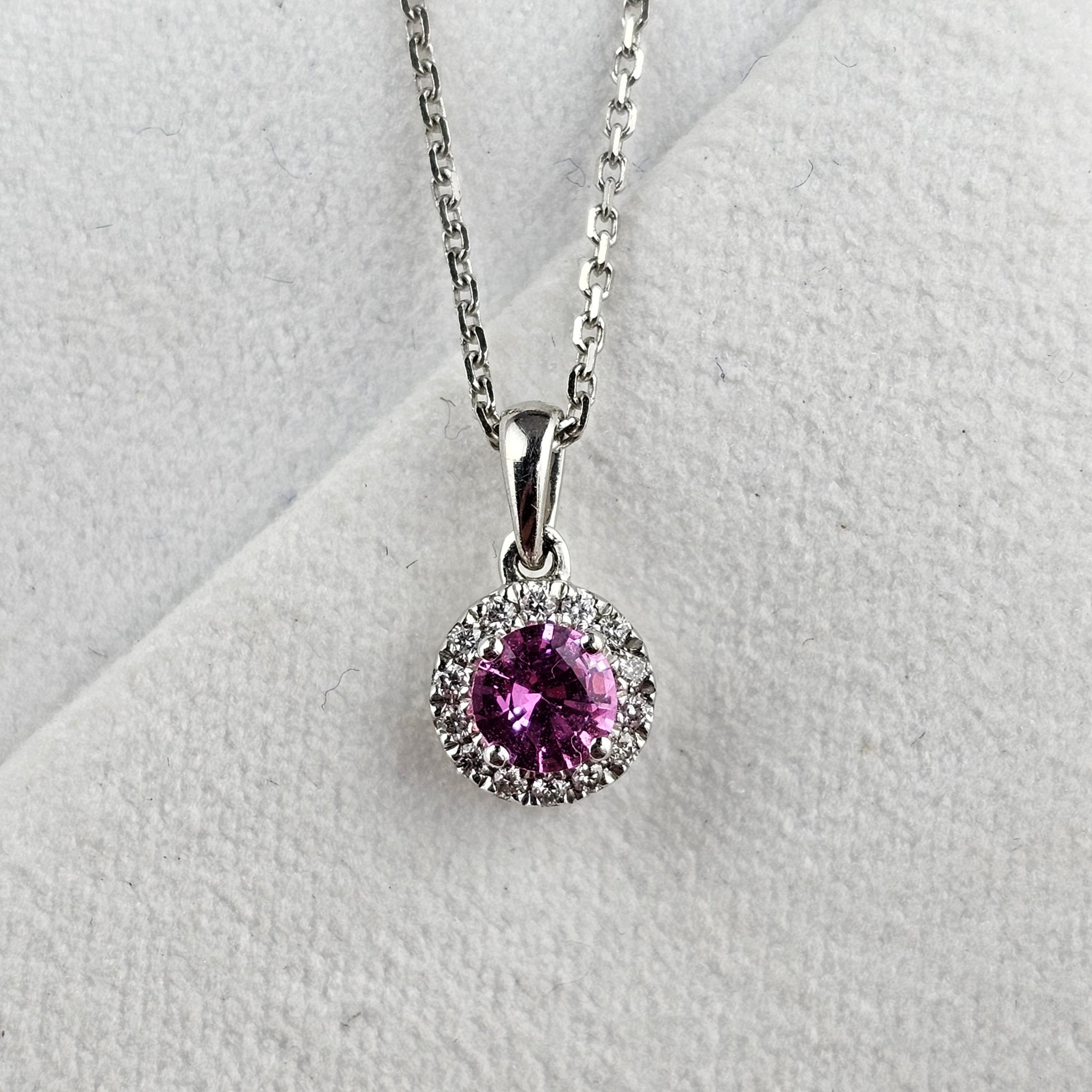 Pink Sapphire Halo Pendant