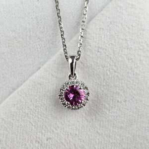 Pink Sapphire Halo Pendant