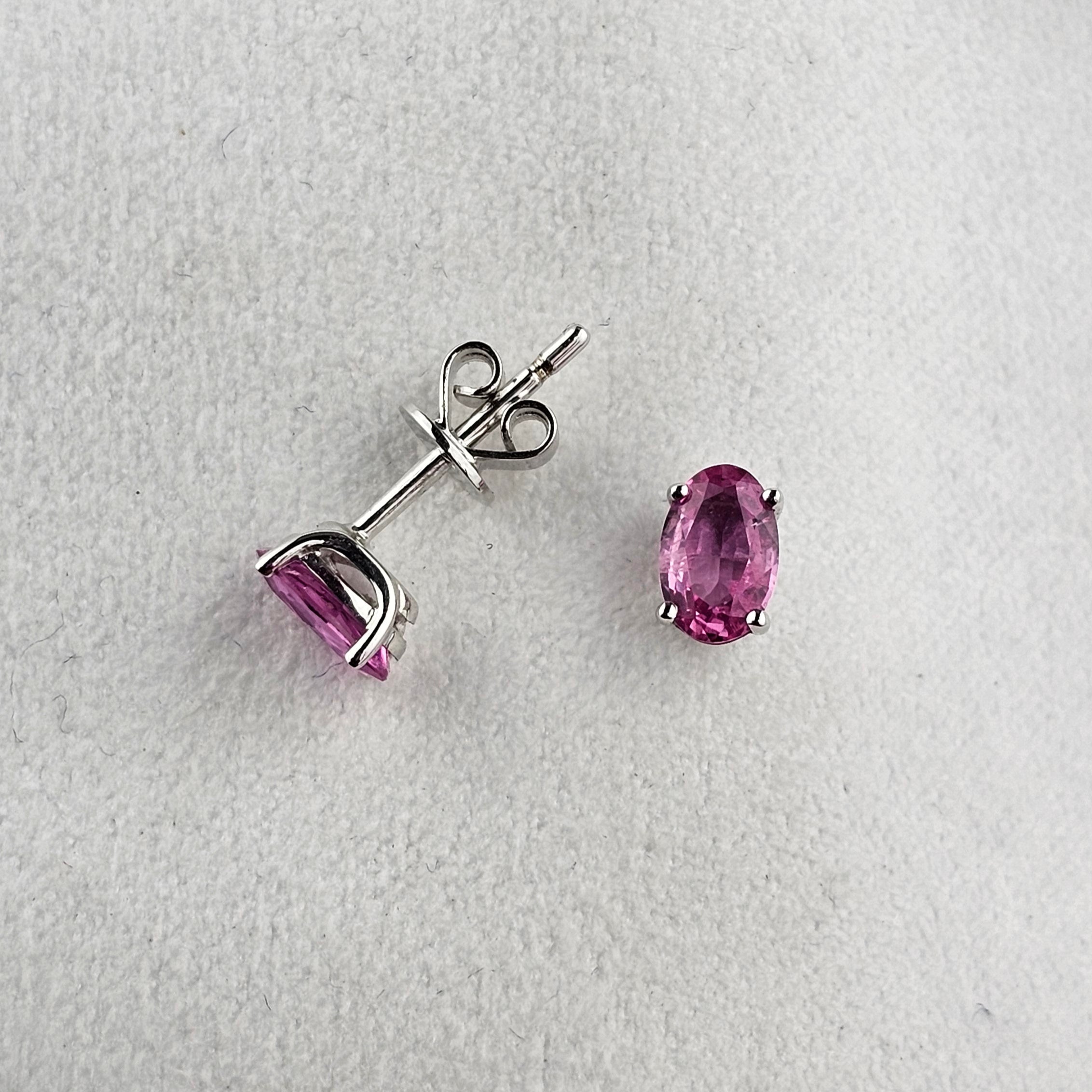 Oval Claw Set Pink Sapphire Earrings