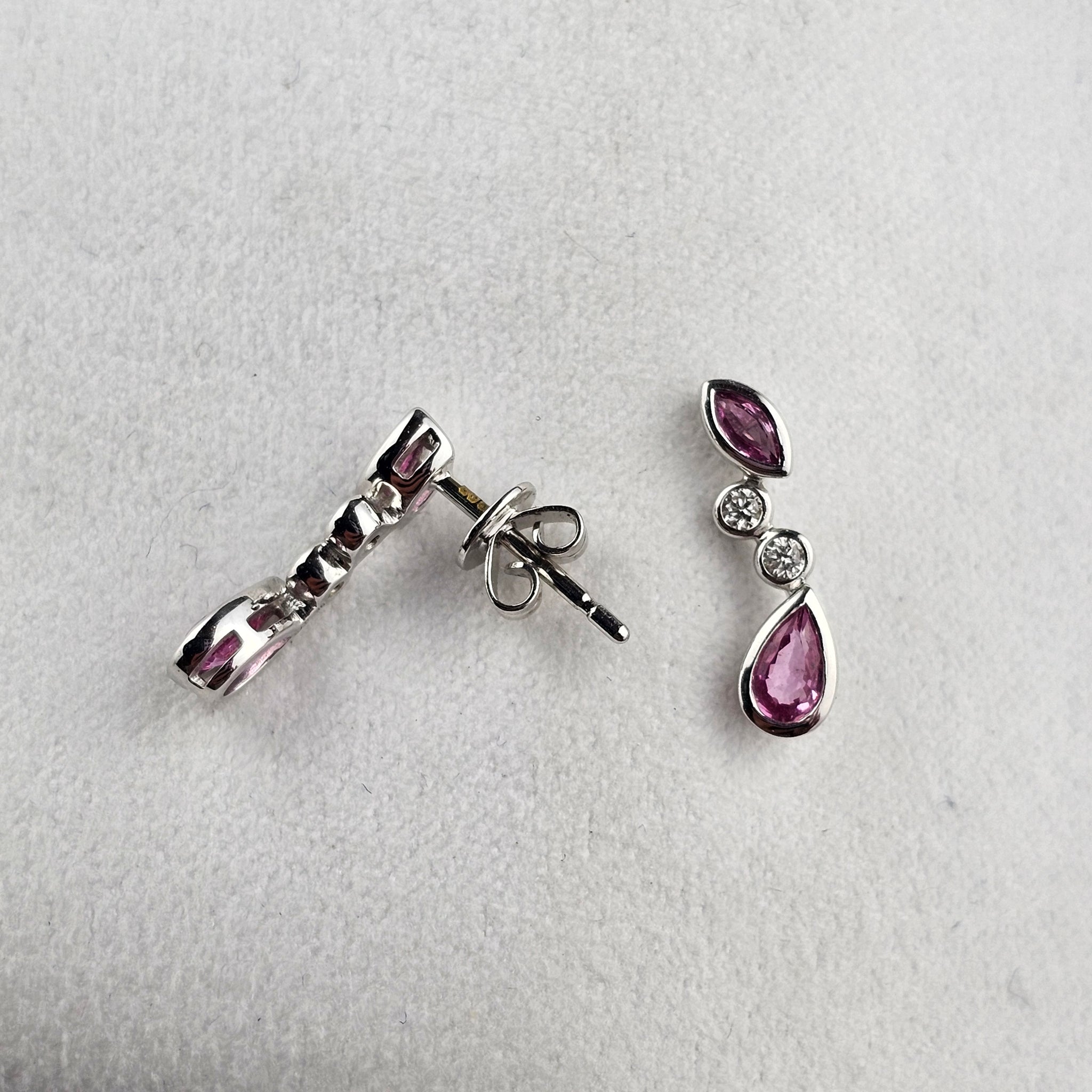 Pink Sapphire Mixed Cut Earrings