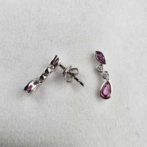 Pink Sapphire Mixed Cut Earrings