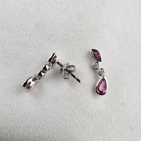 Pink Sapphire Mixed Cut Earrings