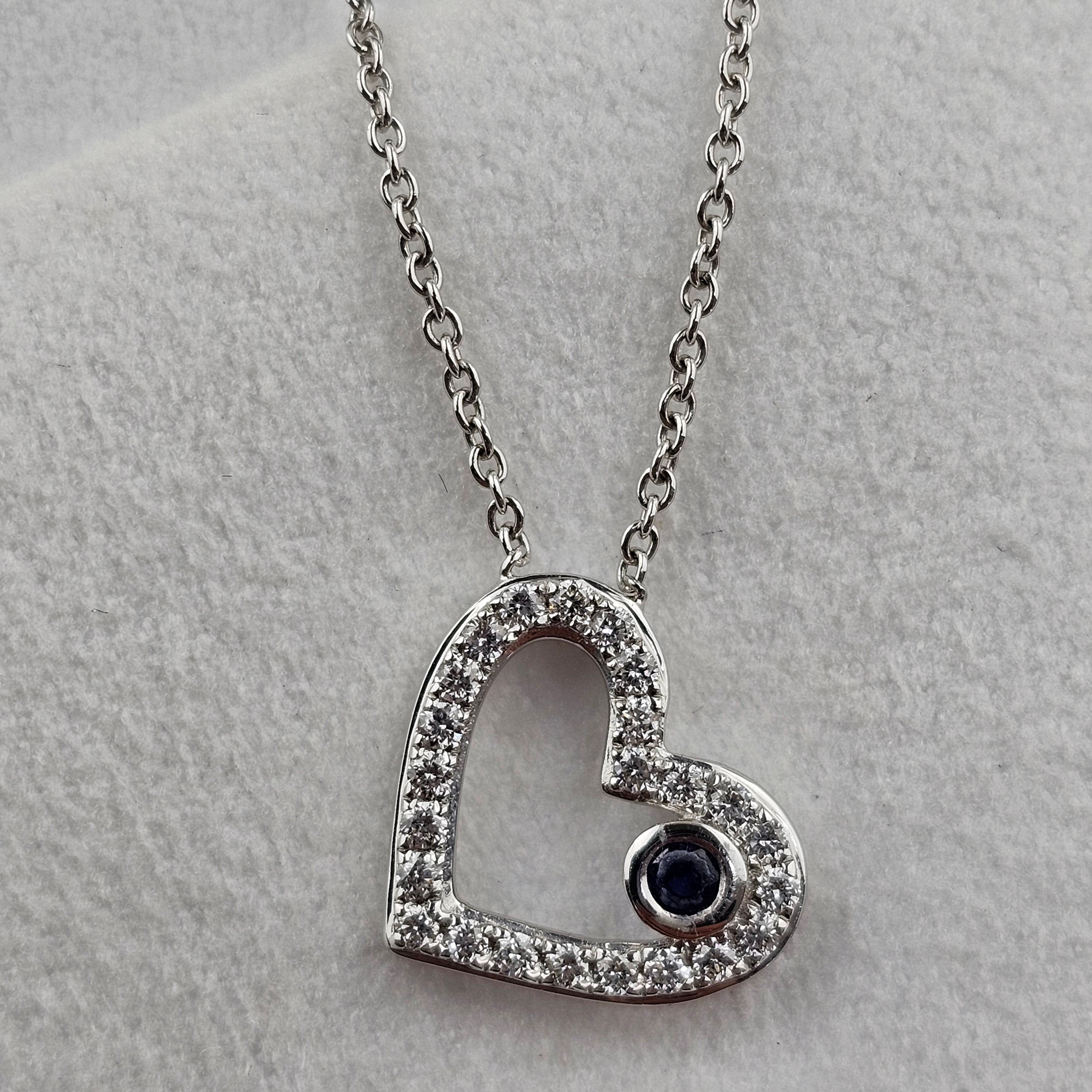 Diamond and Sapphire Heart Floating Bubble Pendant