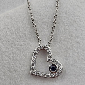 Diamond and Sapphire Heart Floating Bubble Pendant