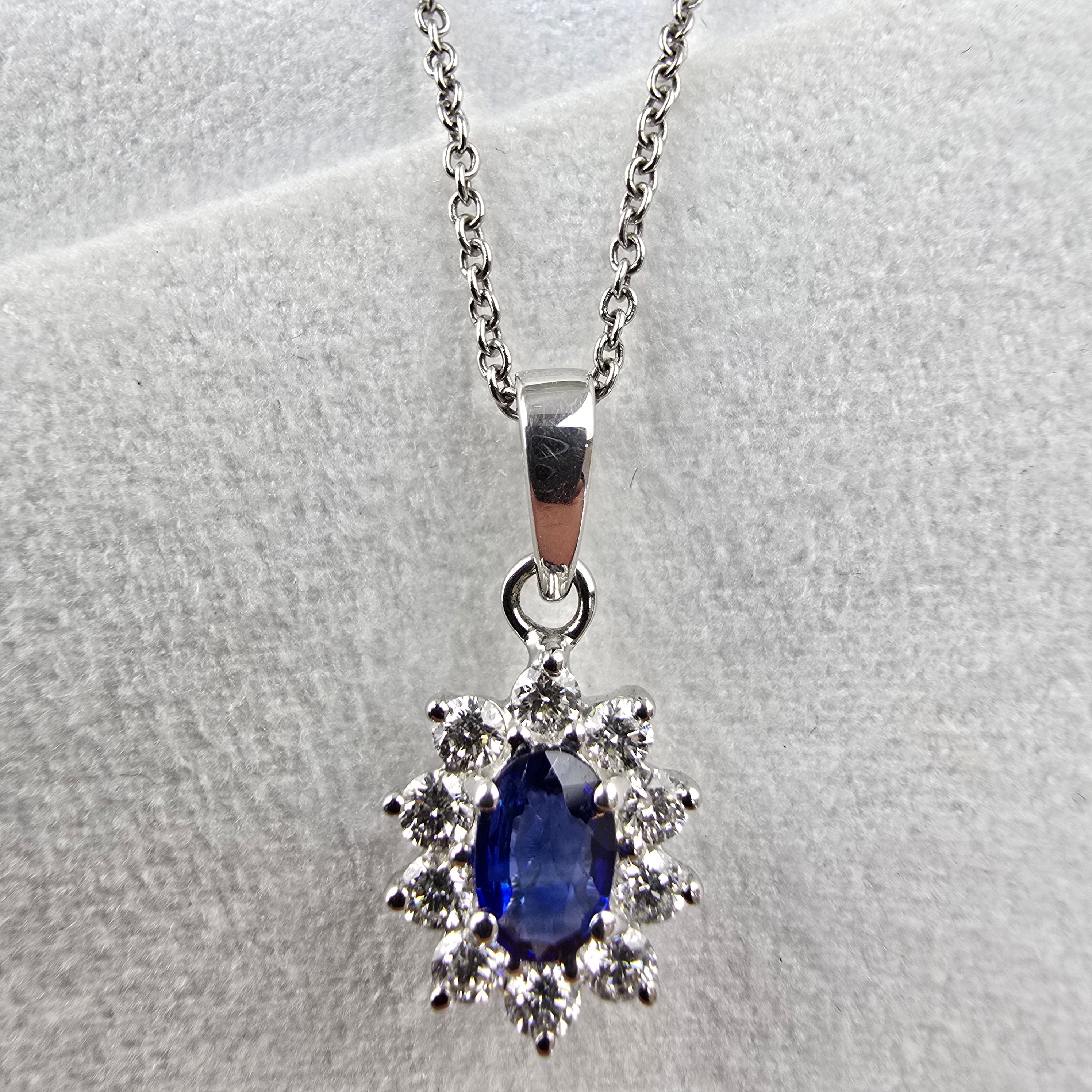 Sapphire and Diamond Oval Cluster Pendant