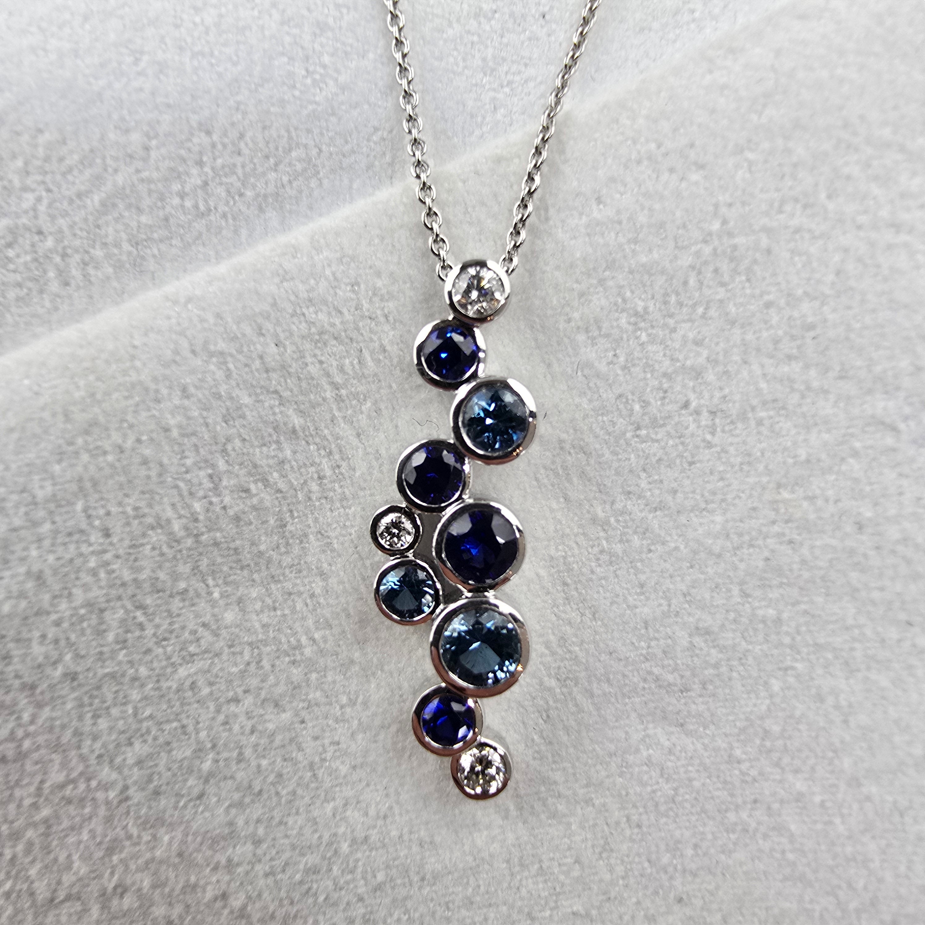 Sapphire, Aquamarine and Diamond Bubble Pendant