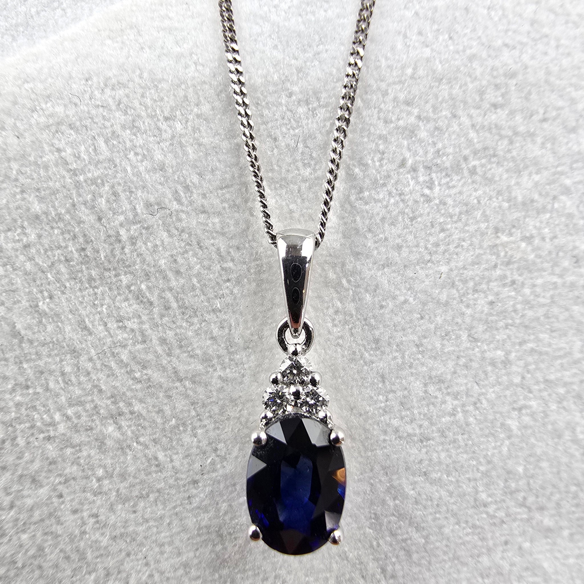 Oval Sapphire and Diamond Pendant