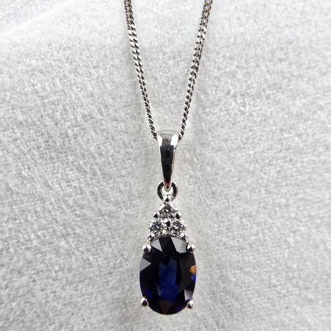 Oval Sapphire and Diamond Pendant