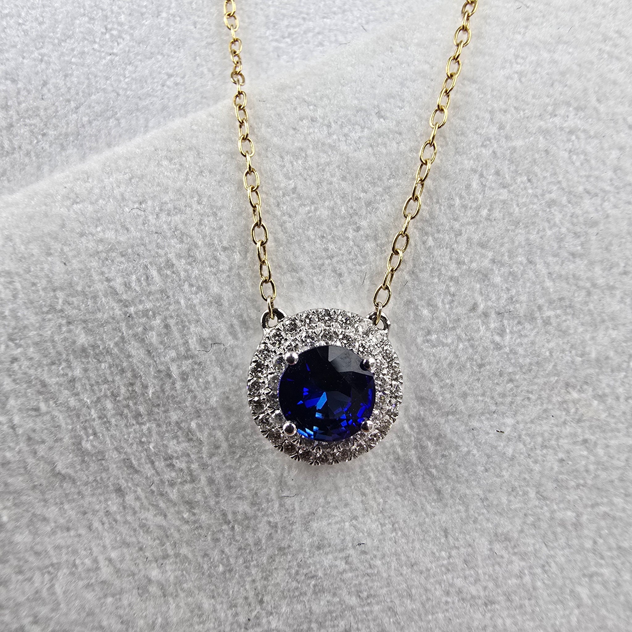 Sapphire Double Halo Pendant