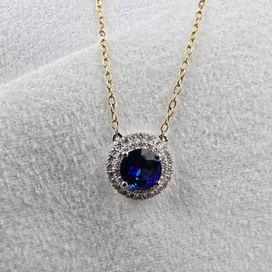 Sapphire Double Halo Pendant