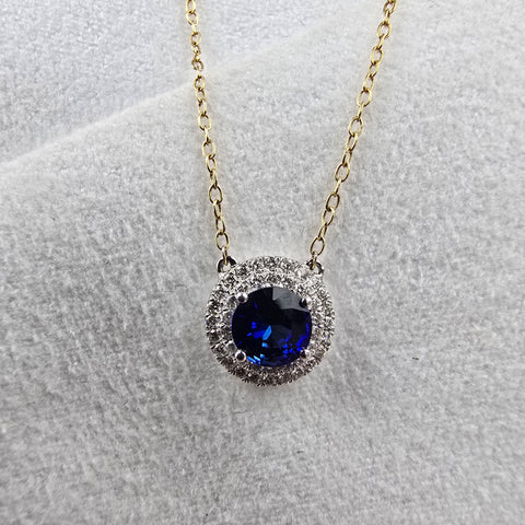Sapphire Double Halo Pendant