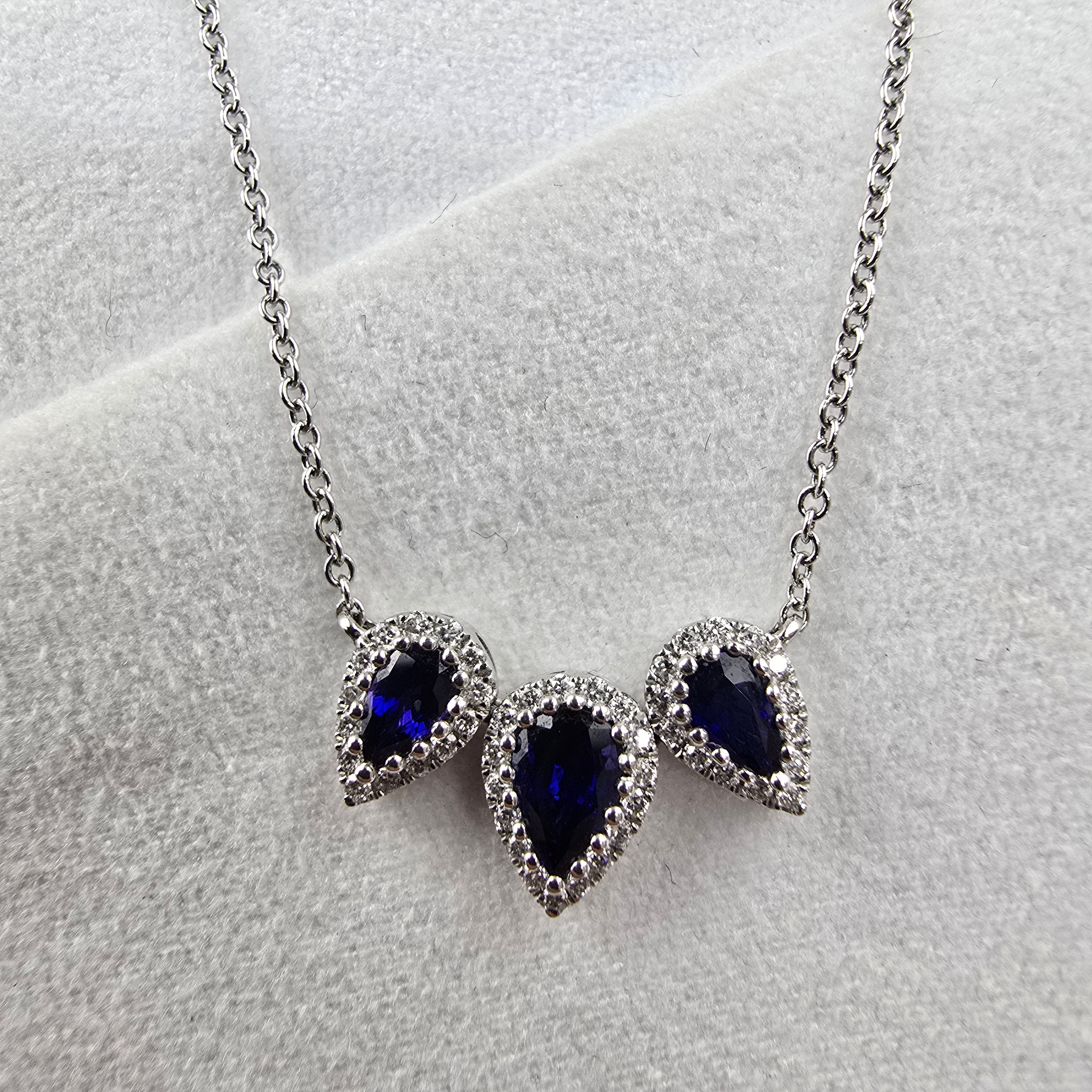 Sapphire and Diamond Triple Halo Pendant