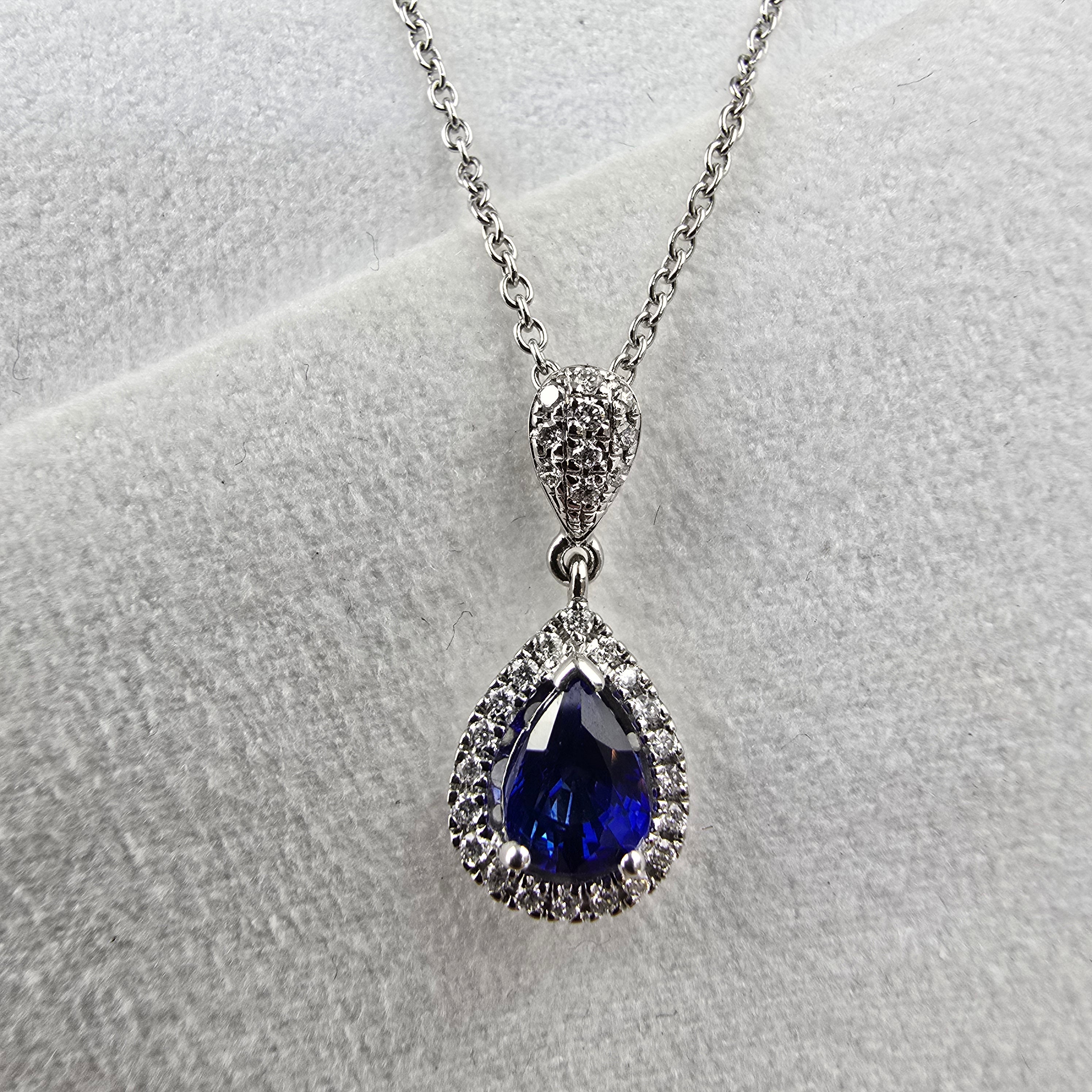 Pear Shaped Sapphire Halo Pendant