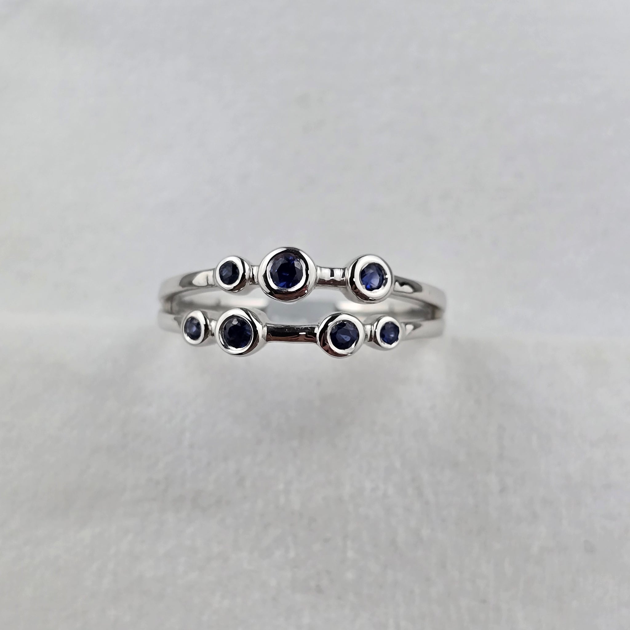 Two Row Sapphire Bubble Ring