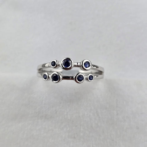 Two Row Sapphire Bubble Ring