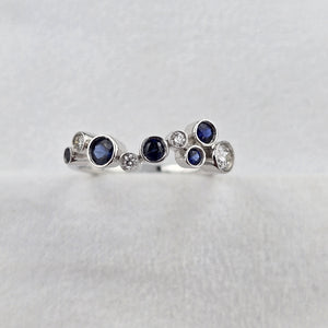 Staggered Sapphire and Diamond Rubover Set Ring