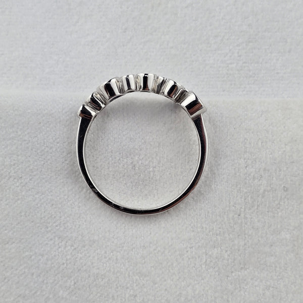 Staggered Sapphire and Diamond Rubover Set Ring