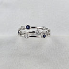 Triple Row Sapphire and Diamond Bubble Ring