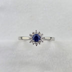 Sapphire and Diamond Cluster Ring