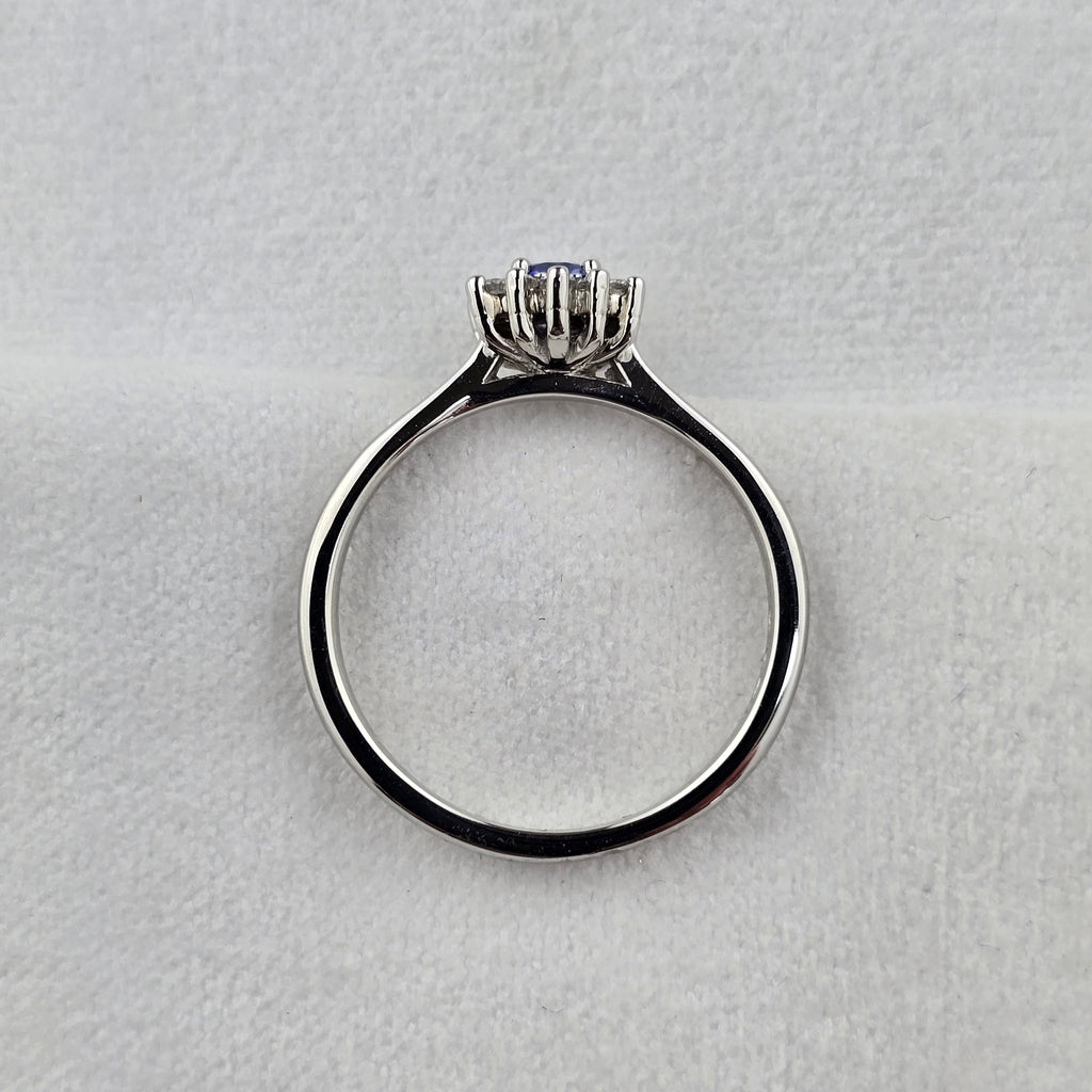 Sapphire and Diamond Cluster Ring