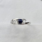 Open Shank Three Stone Sapphire and Diamond Ring