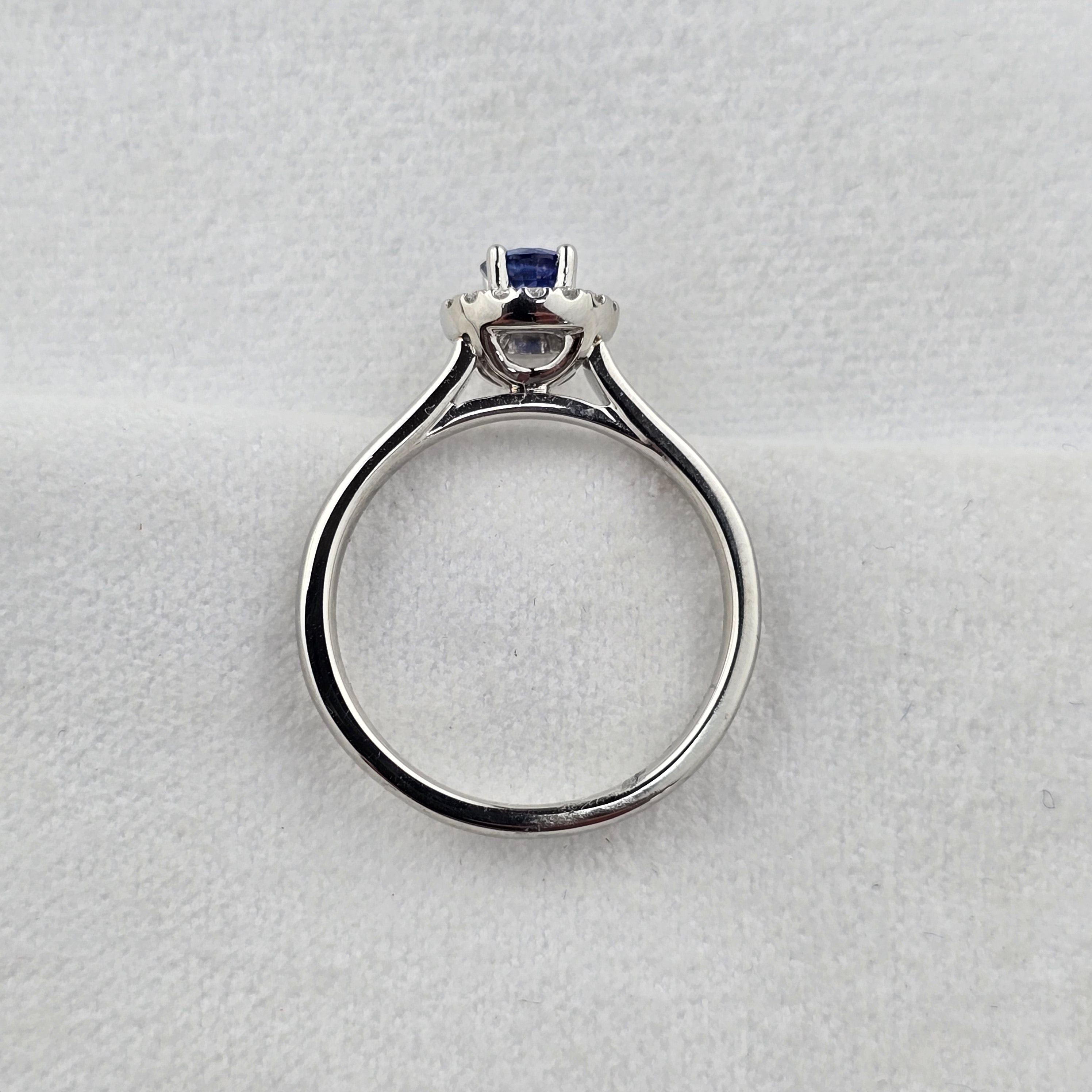 Round Blue Sapphire Halo Ring