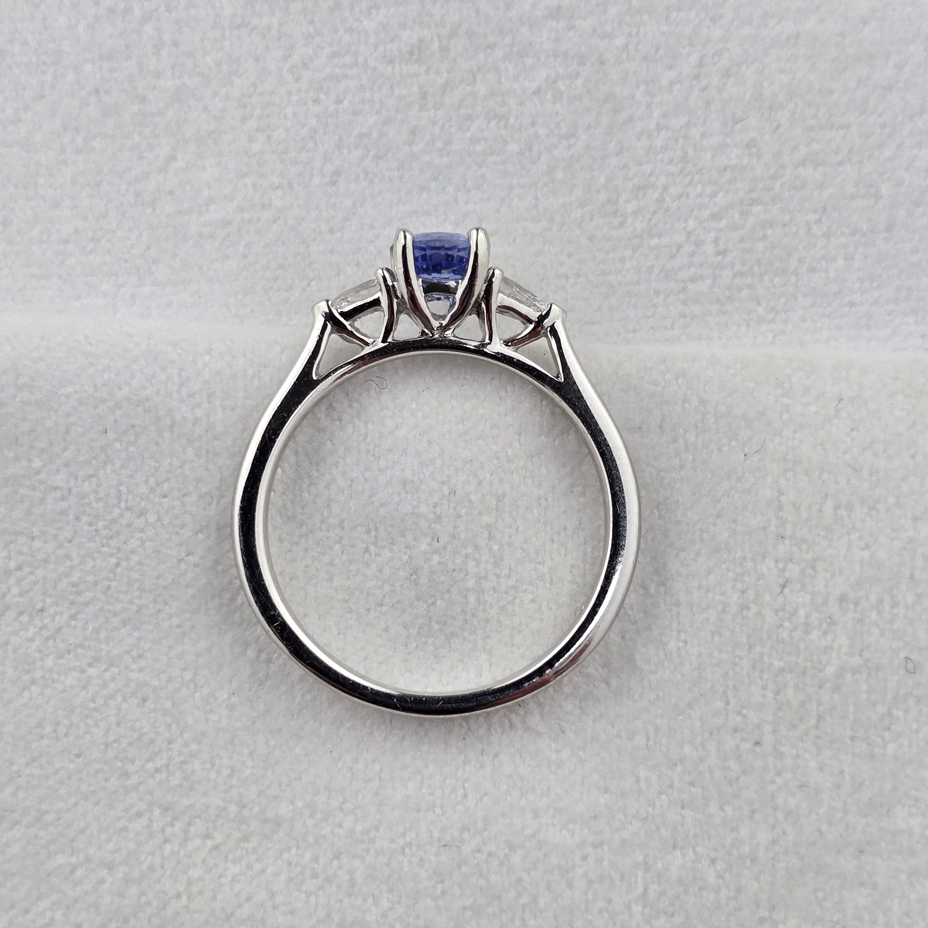 Round Sapphire and Diamond Trilogy Ring