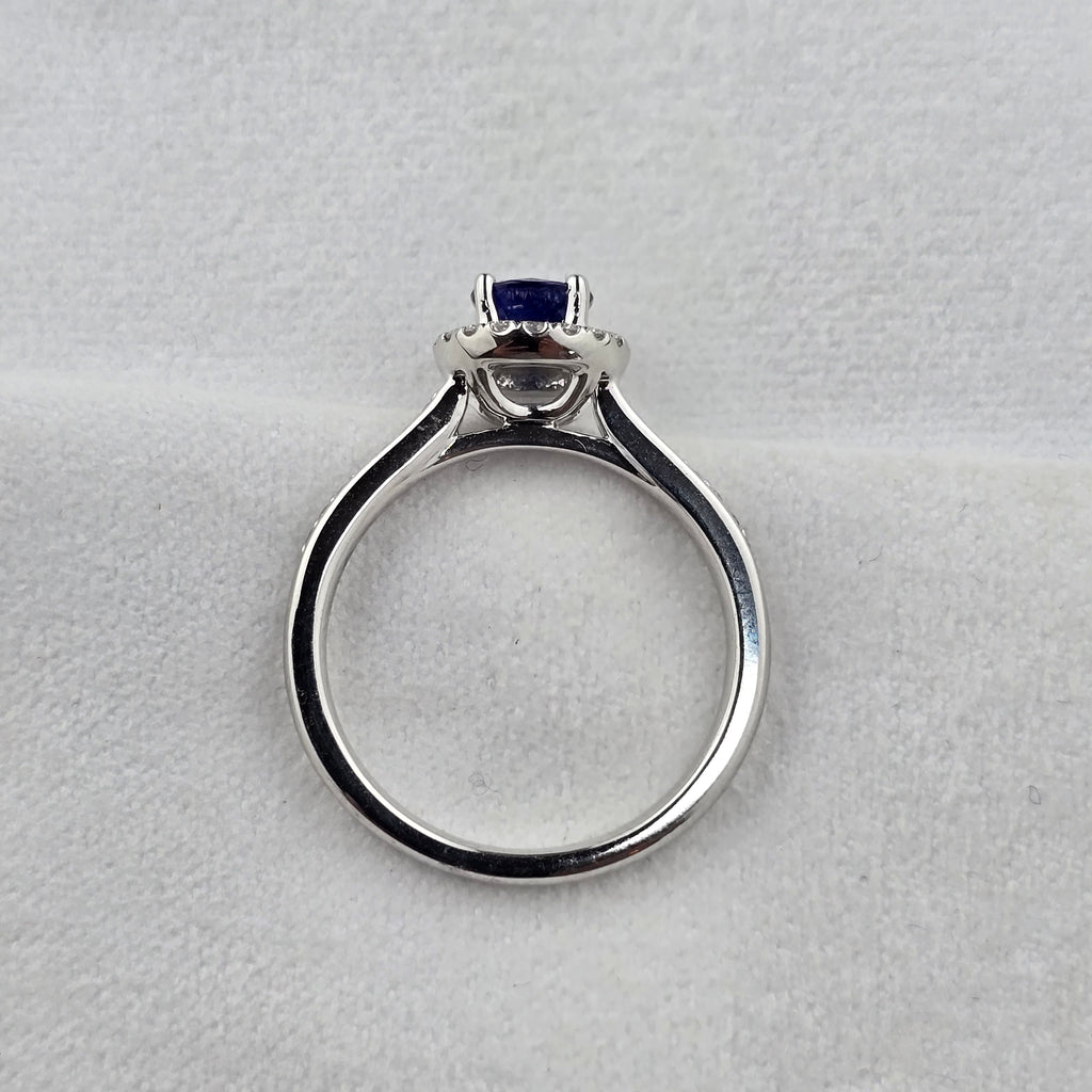 Blue Sapphire Halo Ring